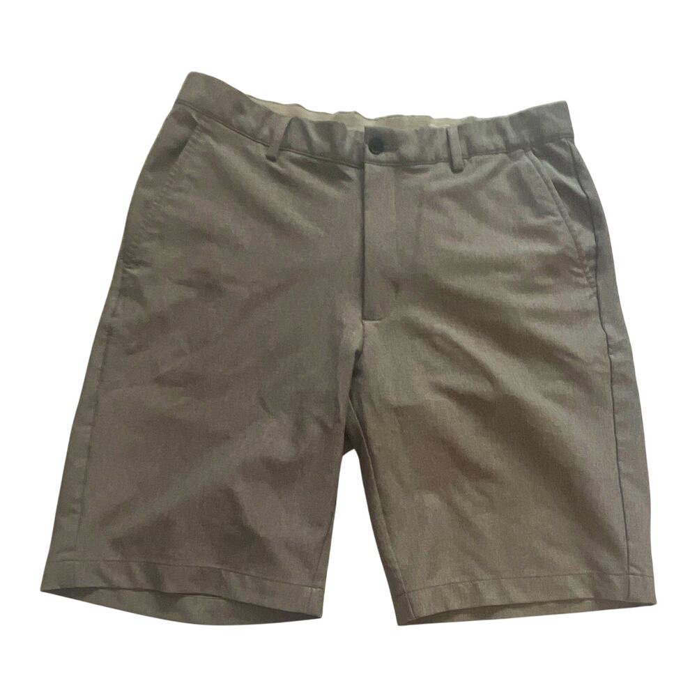 Greg Norman Men's Gray Stretch Chino Shorts Flat Front Sz 34 Pockets